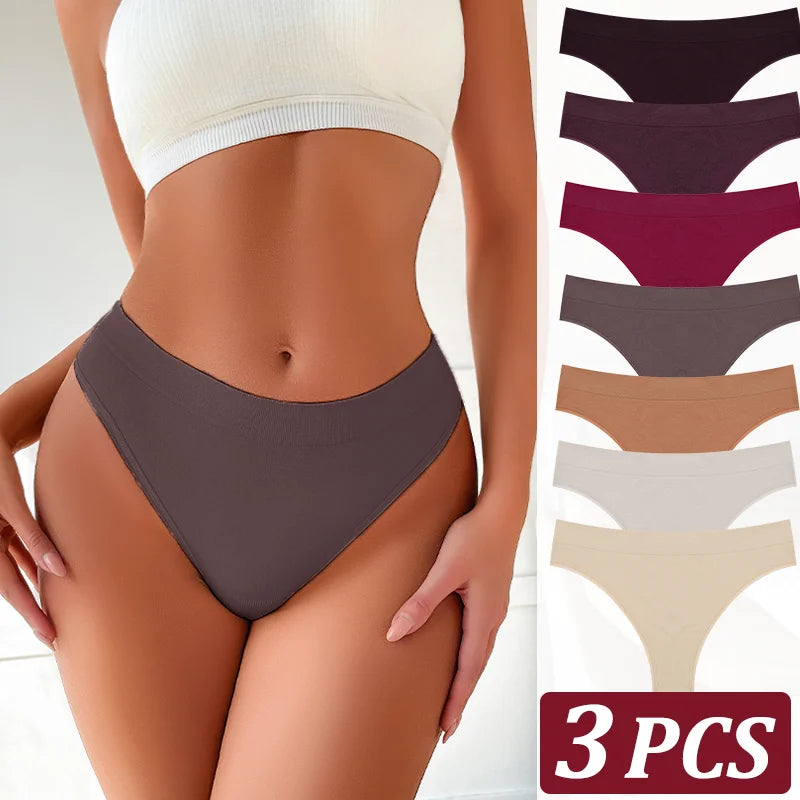 3PCS Seamless Women's Lingerie Female Thongs Sexy Underwear Low-Rise Underpant Women's Panties Intimates Bikini Briefs S-XL