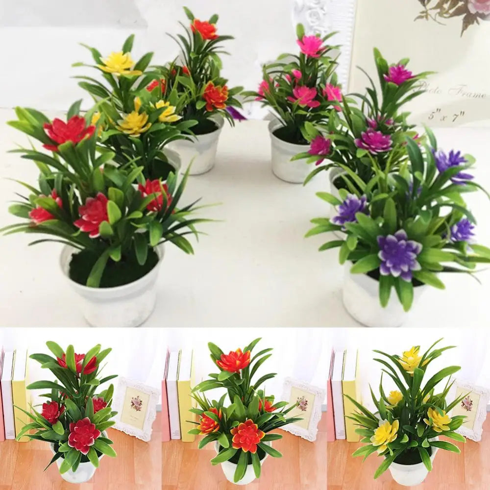 Artificial plant Fake Flower with VaseLotus Flower Potted Plant Bonsai Wedding Party Garden Home Decor Artificial Flower