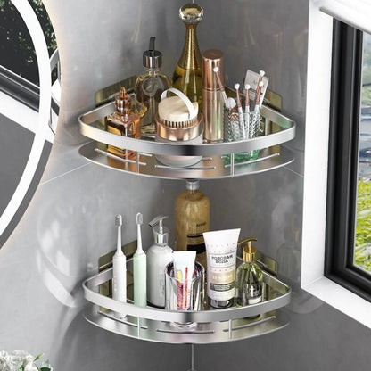 Bathroom Shelves Corner Shower Shelf Aluminum Wall Mount Shampoo Storage Rack Holders No Drill Kitchen Bathroom Accessories