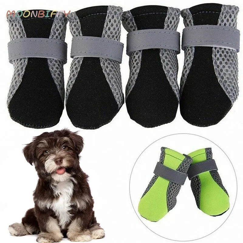 Breathable Pet Dog Shoes Waterproof Outdoor Walking Net Soft Summer Pet Shoes Night Safe Reflective Boots For Small Medium Dogs