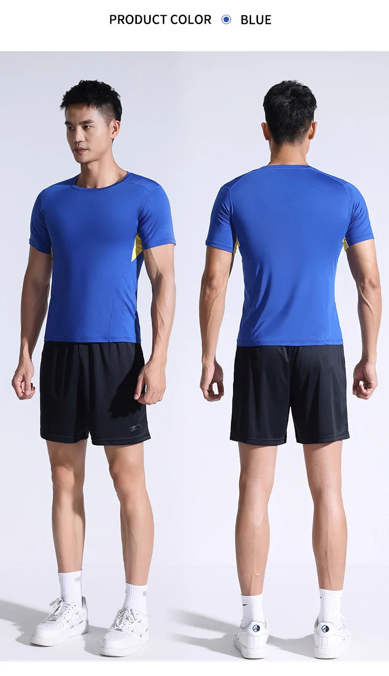 Men's Running Tight T-shirt Short Sleeve Extra Large Gym Fitness Top Men's Jogging Sports Wear Quick Drying Sports Shirt Top