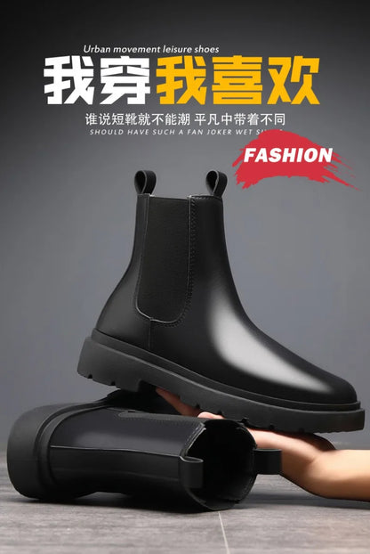 Autumn New Chelsea Boots for Men Black Men Boots Fashion Winter Slip on Ankle Boots Retro Motorcycle Booties botas para hombre