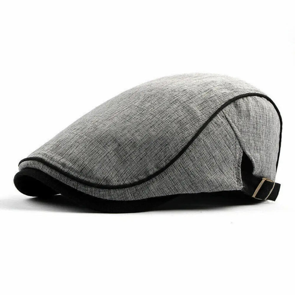 Cotton Newsboy Caps Men Solid Color Soft Casual Street Fashion Retro Beret Hat Golf Driving Cabbie Hat Flat Ivy Cap Four Seasons B-Light Grey