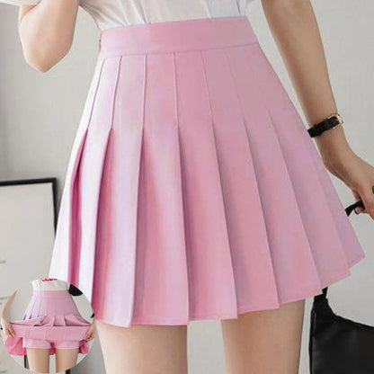 Women's Skirt Shorts High Waist A-line Student Pleated Skirts Solid Casual Clothes Dance Mini School Girls Skirts Kawaii Faldas