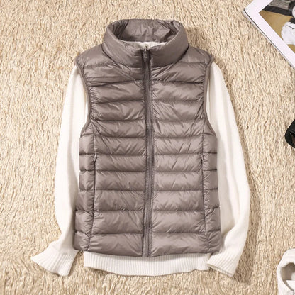 2023 New Women Sleeveless Women Slim Ultra Light Down Jacket Girl Portable Lightweight Vests Windproof Warm Waistcoat