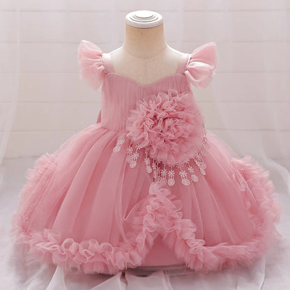 Flower Girls Dresses Elegant Baby Birthday Princess Dress Tutu Dancing Clothing Infant Tulle Cute Kids Birthday Vestidos