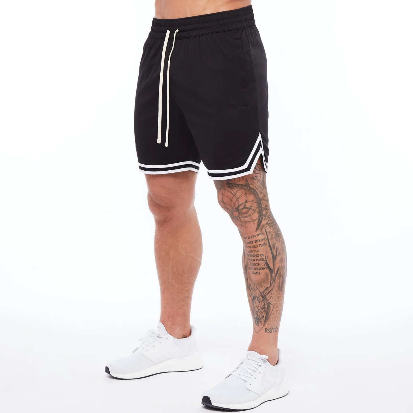 Men Shorts Breathable Mesh Knee Length Jogger Basketball Casual Workout Shorts for Men Short Pants black