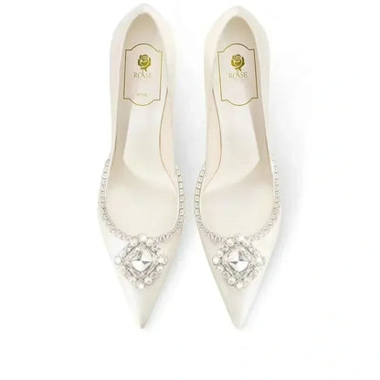 Elegant Wedding Shoes Bridal Shoes White Rhinestone High Heels Bridesmaid Pumps