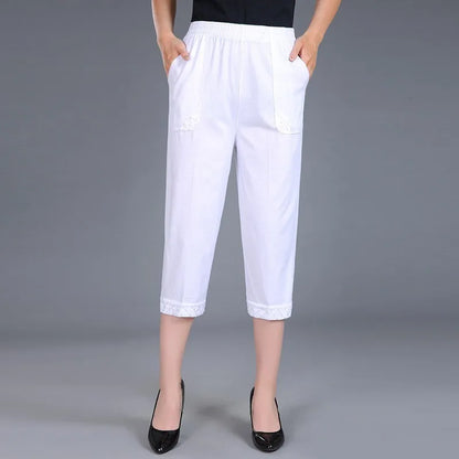 Women Capris Pants Female Women's Summer Breeches 2022 High Waist Cropped Pants Woman Candy Color Straight Calf-Length Pant