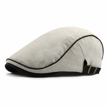 Cotton Newsboy Caps Men Solid Color Soft Casual Street Fashion Retro Beret Hat Golf Driving Cabbie Hat Flat Ivy Cap Four Seasons B-Beige