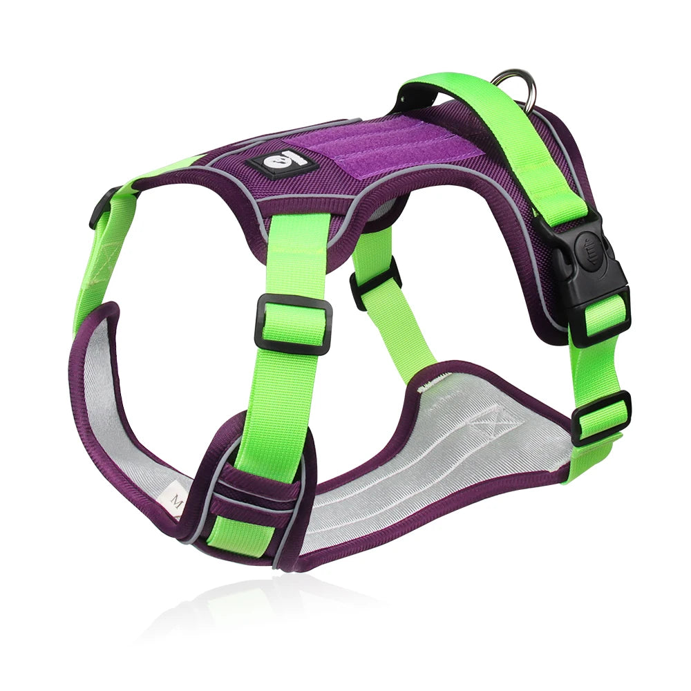 Dog Harness Quick Release Pet Puppy Harness Vest Nylon Material Breathable Pet Harness For Dogs Adjustable Pet Outdoor Harness Purple