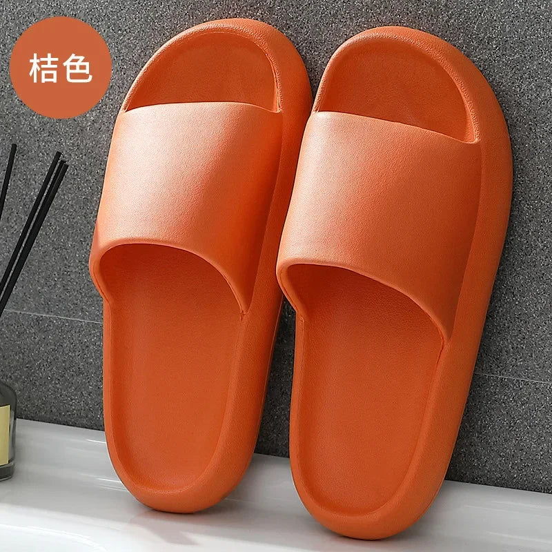 Men Home Slippers Male Sandals Bathroom Women Non Slip Outdoor Beach Slides Casual Rubber Flip Flops Flat 2024 New Trend Summer Orange