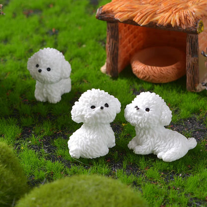 Figurines Miniatures Cute Dog White Bichon Frise Micro Landscape Ornaments For Home Decorations Decor For Room Desk Accessories