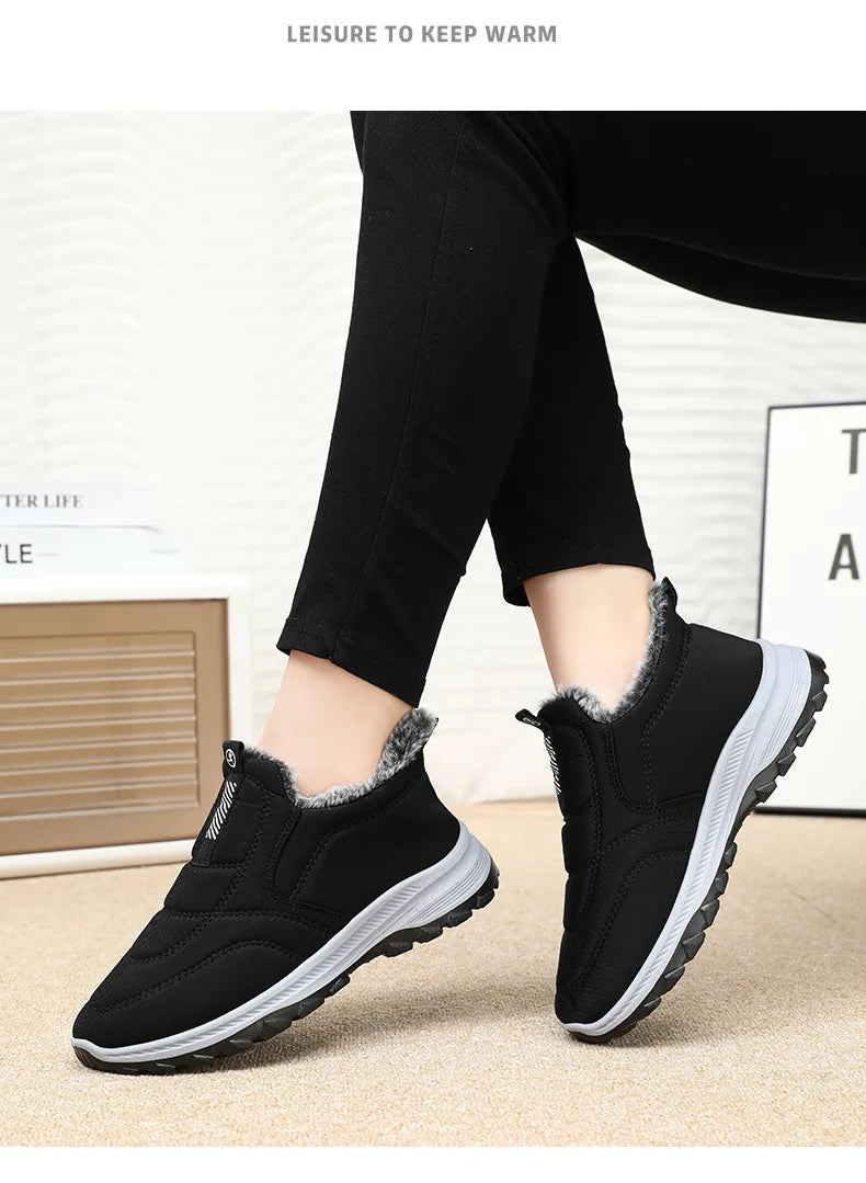 Women's Winter Slip On Walking Shoes Fashion Lightweight Running Shoes For Women Workout Warm Casual Non Slip Sneakers