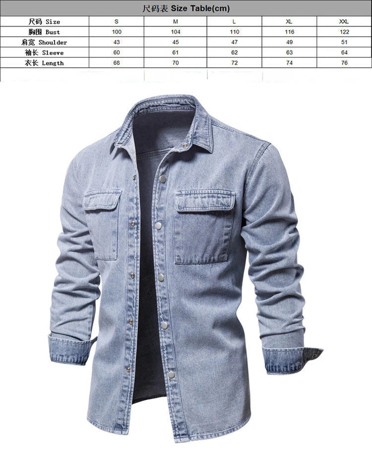 Elastic Cotton Denim Shirt Men Long Sleeve Quality Cowboy Shirts for Men Casual Slim Fit Mens  Clothing