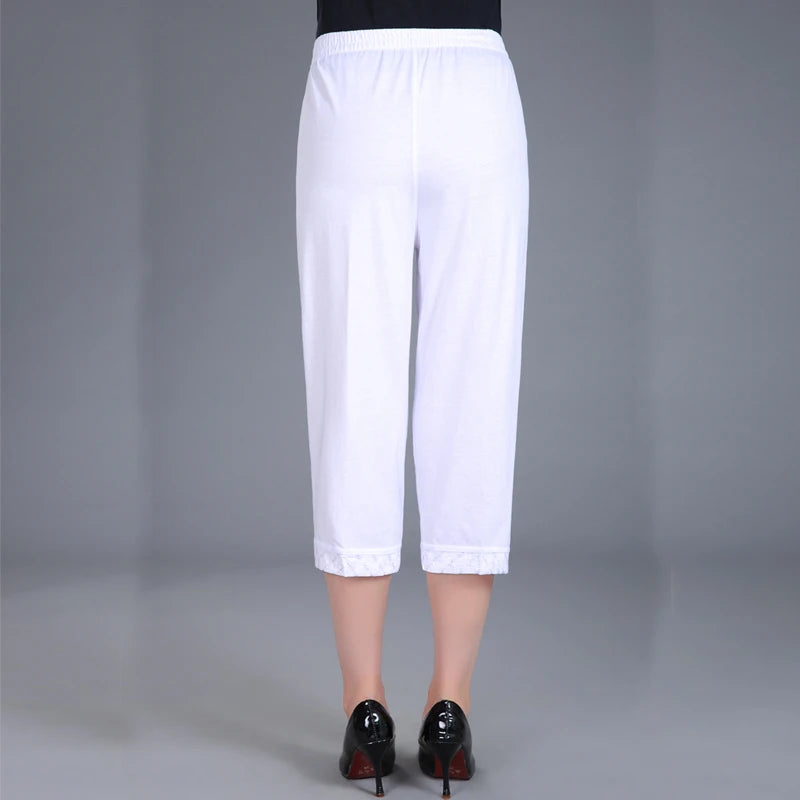 Women Capris Pants Female Women's Summer Breeches 2022 High Waist Cropped Pants Woman Candy Color Straight Calf-Length Pant