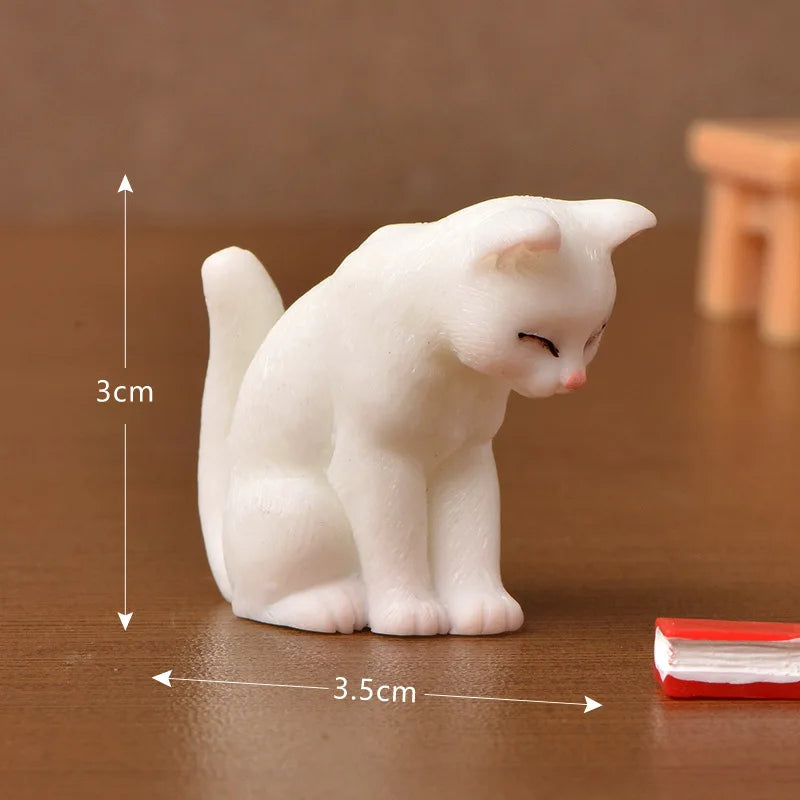 Cute Figurines Miniature Cartoon Animal Cat Resin Ornament Micro Landscape Kawaii Desk Accessories For Decoration Home Kids Gift 1pc 13 CHINA