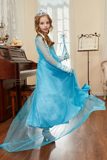 Girls Princess Dresses Children Elsa Birthday Fancy Gown Kids Snow Queen Dance Blue Clothes Christmas Kids Cosplay Dresses