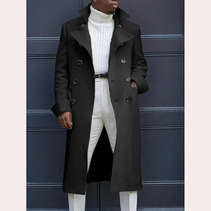 Fashion White Long Jackets Trench Wool Blends Men's Overcoat Long Trench Coat Double Breasted Coats Streetwear Party Loose Jacket