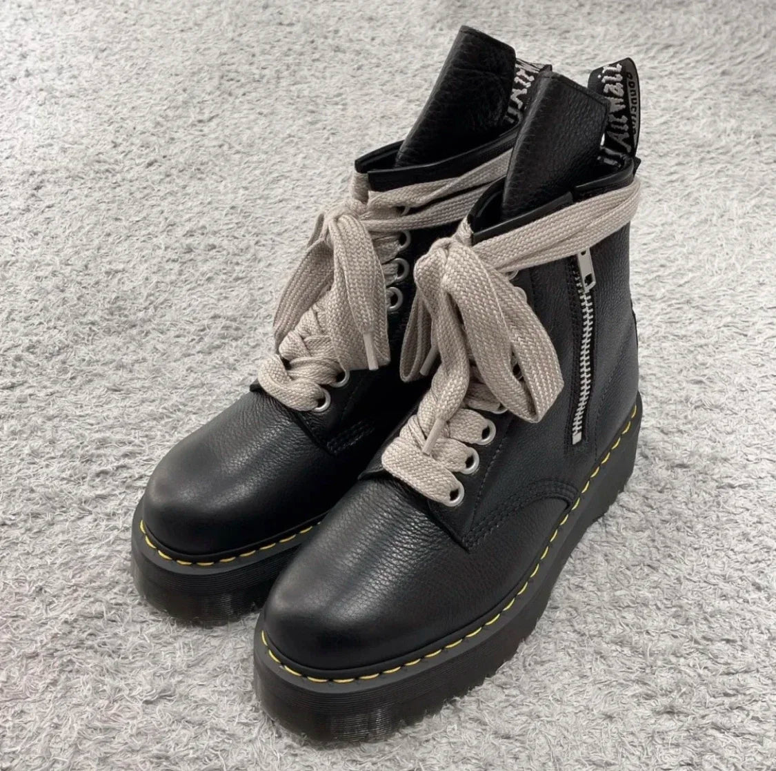 Original Women Platform Boots Leather Men Thick Sole Ankle Sexy Female Punk Motorcycle Shoes Combat Booties Plus Size