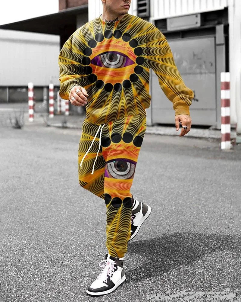 The Lion 3d Printed Men's Round Neck Tracksuit Sets Casual Long Sleeve Pants 2pcs Sets Oversized Pullover Fashion Men Clothing HHTZZ2D231512Y