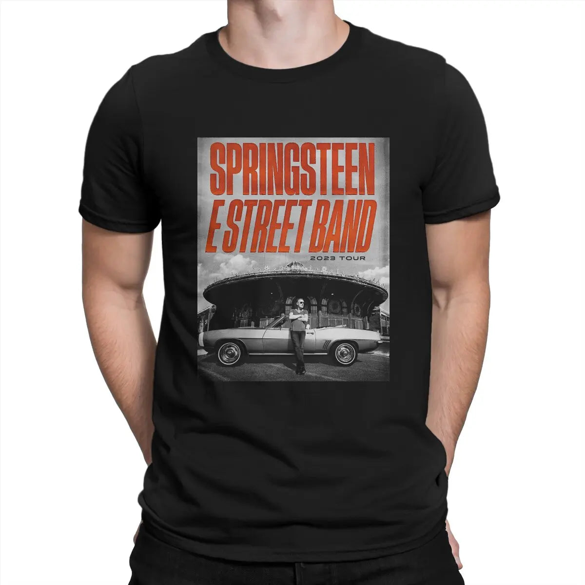 Poster T Shirt Men's 100% Cotton Novelty T-Shirts Crewneck Bruce The E Street Band Springsteen Tee Shirt Short Sleeve Tops