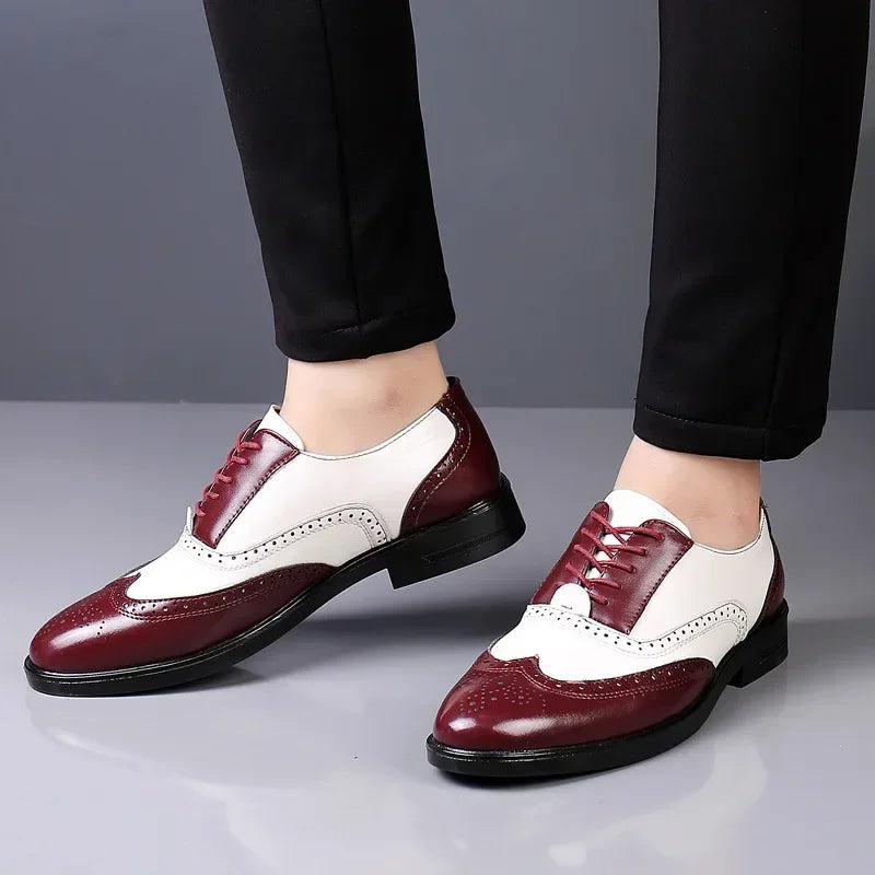 Classic Men Dress Shoes Lace Up Shoes for Men Plus Size Point Toe Business Casual Comfortable Men Formal Shoes for Wedding