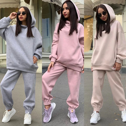 Monochrome Hooded Hoodie Set, Casual Two-Piece Set, European and American, New Fashion, Hot Selling, 2021 Autumn and Winter