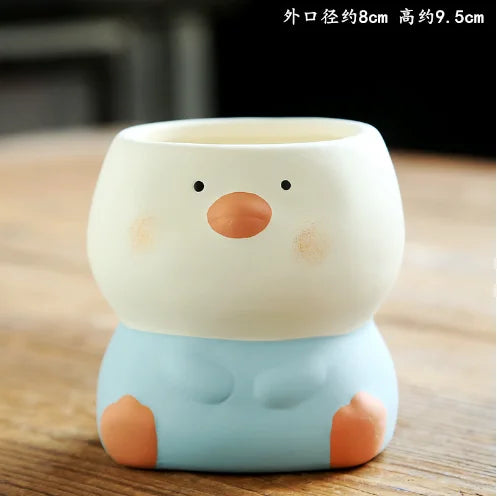 Cute Penguin/Frog/Pig/Polar Bear/Cat Ceramic Flower Pot Small Cartoon Planter Succulent Pots Bonsai Cactus Pot Home Garden Decor 3