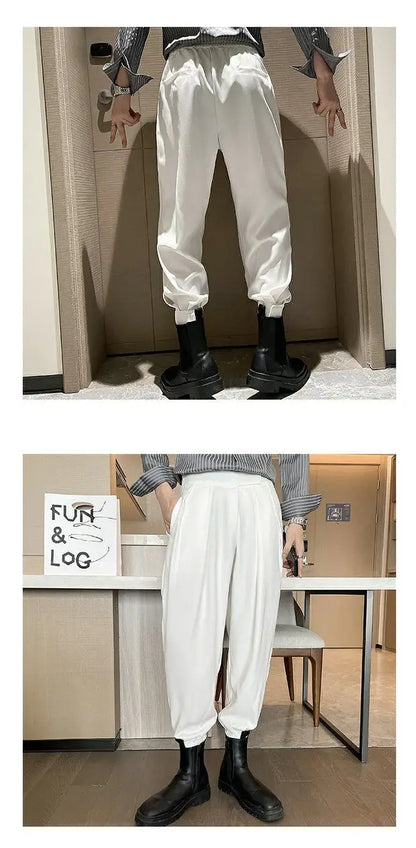 Stacked Pants Streetwear Men's Pants Joggers  Casual Harem Trousers Harajuku Korean Motorcycle Tapered Male Blazer Pants