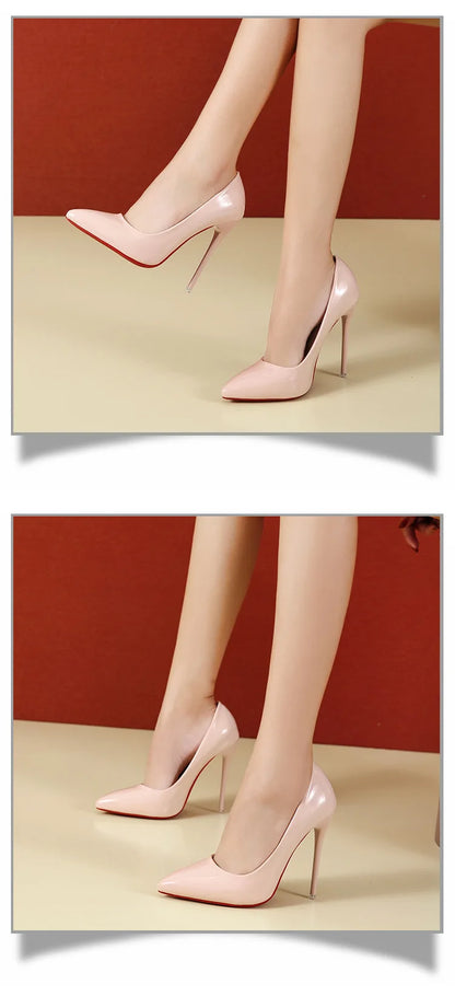 2023 Spring Super High 12cm Stiletto Heels Pumps Women Shoes Pointed Toe Florescence Patent Leather Office Thin Heel