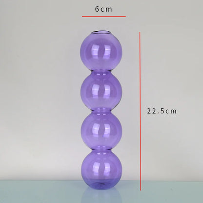 Nordic Glass Vase Home Decor Living Room Decoration Terrarium Flower Vase Plant Pots Decorative Home Accessories Decoration Gift Purple-L