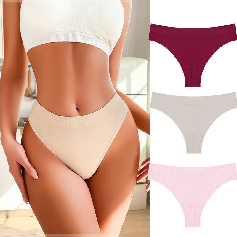 3PCS Seamless Women's Lingerie Female Thongs Sexy Underwear Low-Rise Underpant Women's Panties Intimates Bikini Briefs S-XL Set19 CHINA | 3pcs