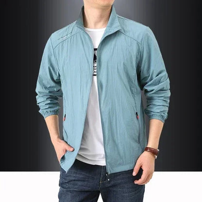 New Outdoor Sunscreen Jacket Summer Ultra Light and Thin Coat Men's Windbreaker Outdoor Sports Jacket Quick Dry Skincare Top 2218-Light blue