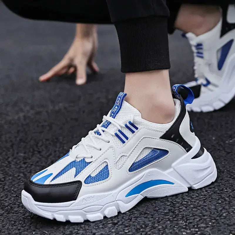 Men's Casual Sports Shoes 2023 New Men Platform Breathable Running Shoes Trendy Leather Stitching Mesh Men Nude Shoes кроссовки