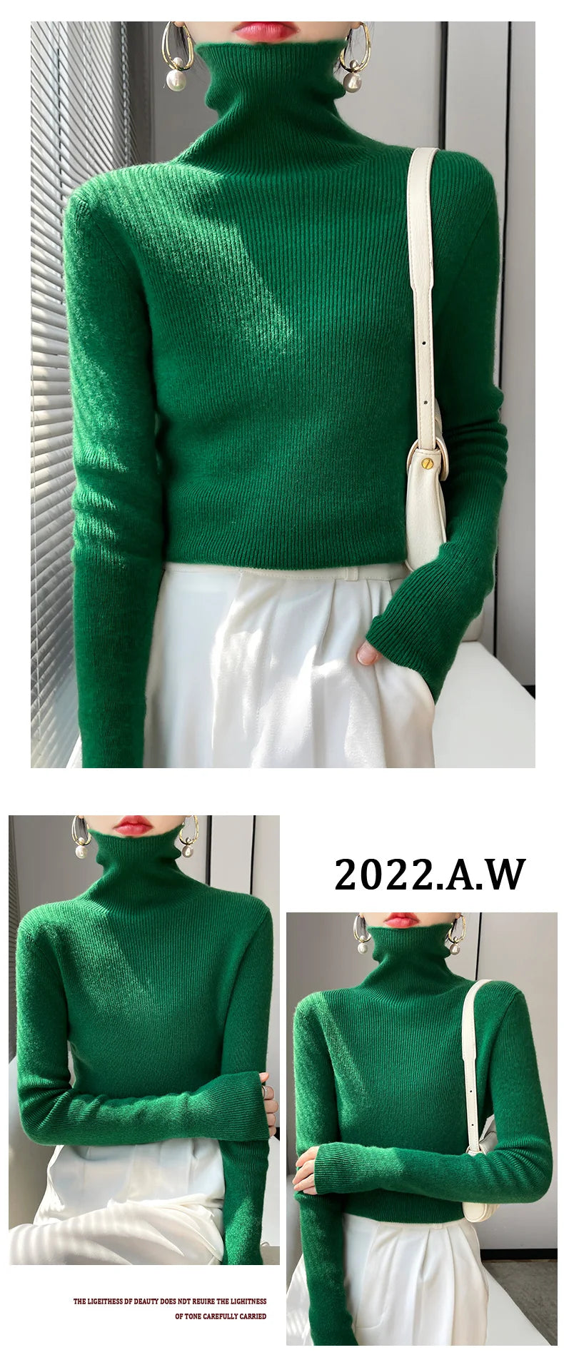 2022 Autumn Winter Cashmere  Sweater Women's Pullover Turtleneck  Casual Fashion Pure Color Cashmere sweater women