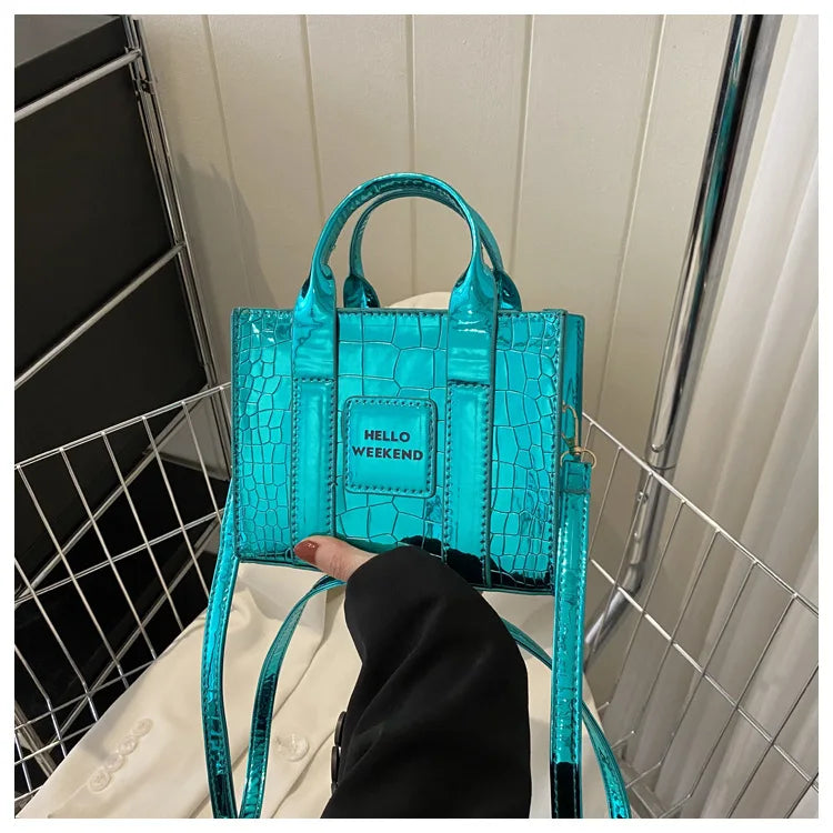 2023 Latest Style New Summer Approval Stone Pattern Fashion Bag Handbag Ladybag Lake Blue (20cm<Max Length<30cm)