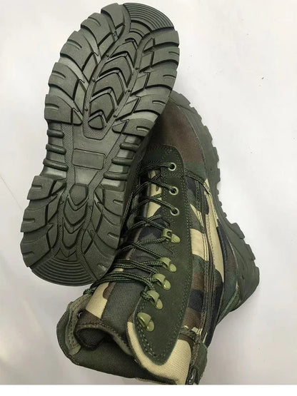 Men Outdoor Hiking Boots Fashion Sports Army Green Camouflage Jungle Off-road Boots Anti Slip Snow Shoes Wear-Resistant