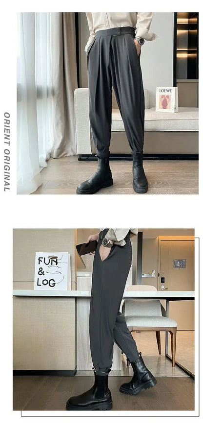 Stacked Pants Streetwear Men's Pants Joggers  Casual Harem Trousers Harajuku Korean Motorcycle Tapered Male Blazer Pants