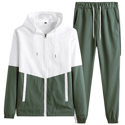 New Spring Men Casual Sets Mens Hooded Tracksuit Sportswear Jackets+Pants 2 Piece Sets Hip Hop Running Sports Suit 5XL 03