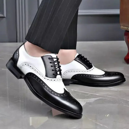 Classic Men Dress Shoes Lace Up Shoes for Men Plus Size Point Toe Business Casual Comfortable Men Formal Shoes for Wedding