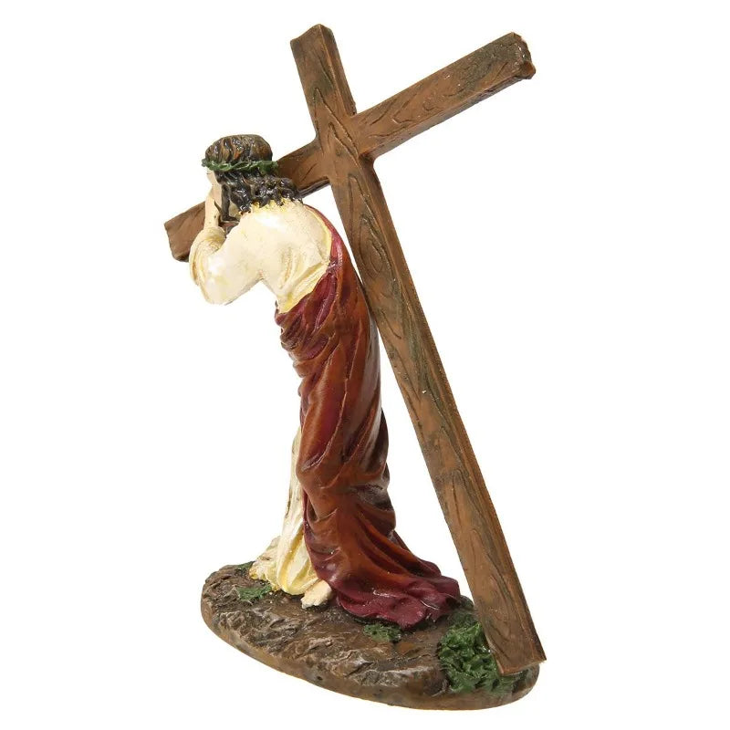 1pc Crucifix Statue Jesus Cross Resin Statue Christ Figure Catholic Religious Accessories Decor