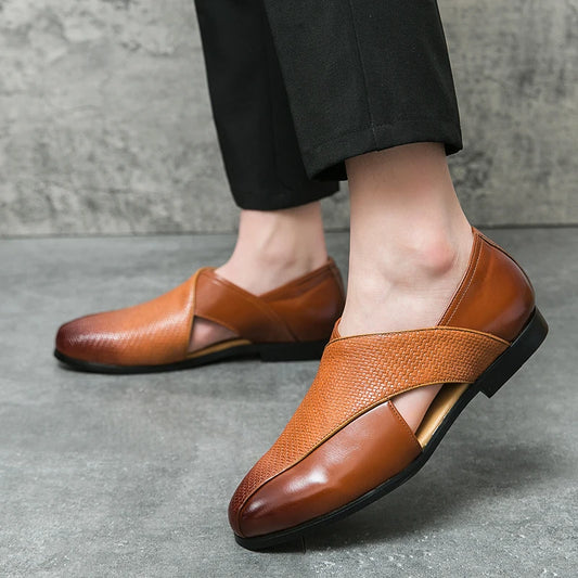 2023 New Handmade Men's Sandals Summer Comfortable Mesh Outdoor Sandals Zapatos Para Hombre Leather Sandals for Men 38-47