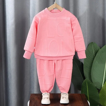 Boys 2Pcs Tracksuit Baby Girls Kids Casual Clothing Sets Baby Kids Sports Unisex Letter Pants Outfits 1-7 Ys Children Sweatshirt