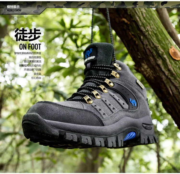 Outdoor Waterproof Hiking Boots Men's Women's Spring And Autumn Hiking Wear-resistant Mountain Sports Boots Hunting Sports Shoes