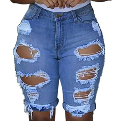 Women Denim Shorts Summer Destroyed Hole Jeans Fashion Casual Pants Short for Woman Pantalones Cortos Ripped Femme Ropa Mujer B