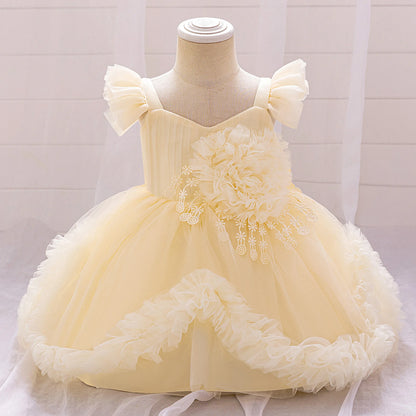 Flower Girls Dresses Elegant Baby Birthday Princess Dress Tutu Dancing Clothing Infant Tulle Cute Kids Birthday Vestidos