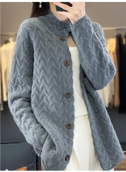 2024 Autumn Winter New Korean Cardigan Long Sleeve Jacket Women Loose Casual Thicken Knitted Sweater Coat Female Tops Ladies