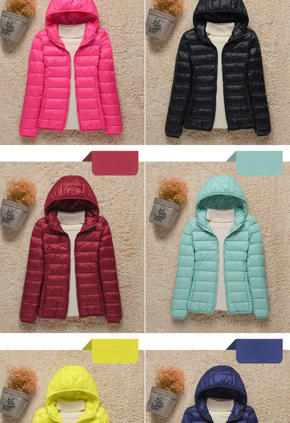 2023 New Fashion Female Cold Jacket Women Winter Light White Duck Down Jacket Slim Puffer Jacket Portable Windproof Down Coat