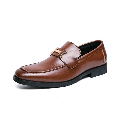 New Fashion Leather Men Party and Wedding Casual Loafers Italian Men's Dress Shoes Comfortable Breathable Men Shoes Big Size 48 Brown Loafers